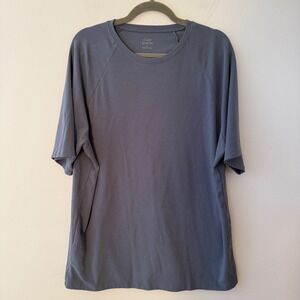 Cozy Earth Mens Bamboo Viscose Raglan Short Sleeve T-Shirt Blue Gray XL